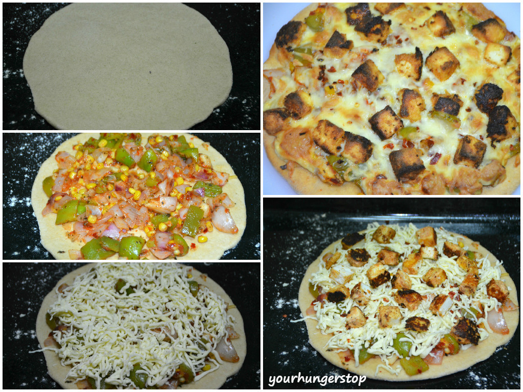 WholeWheatFlourPaneerTikkaPizza_Steps