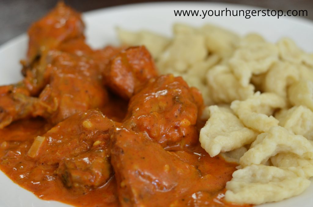 Chicken Paprikash with Egg Dumplings