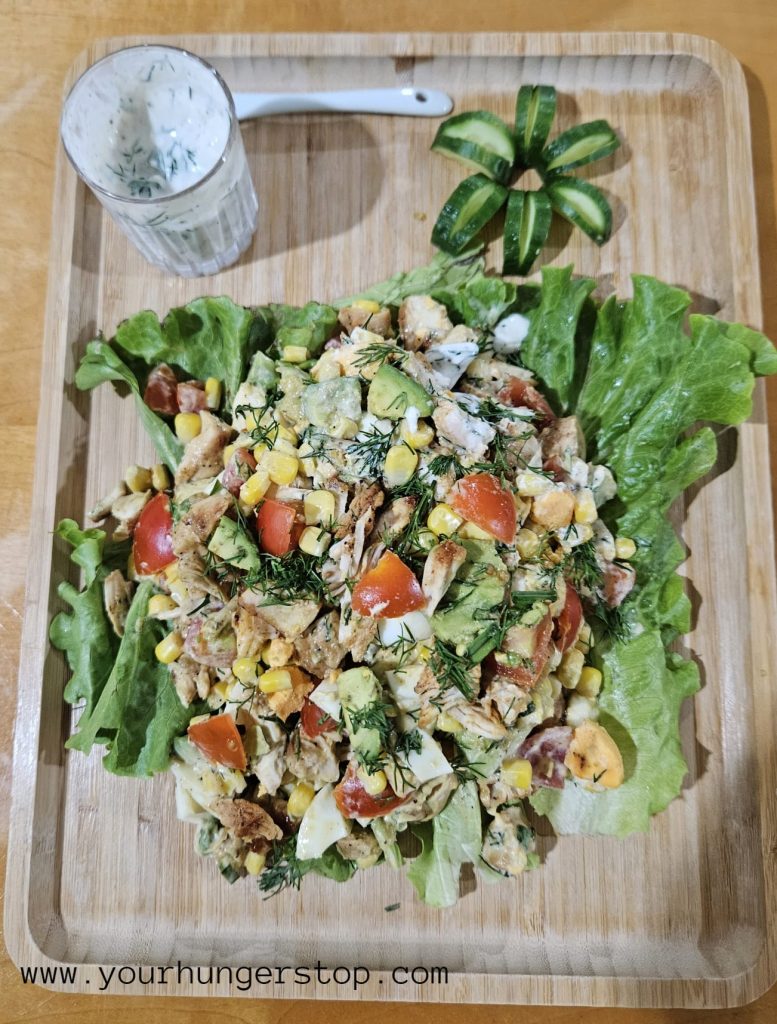 Chicken Avocado Salad with Yogurt Dressing.